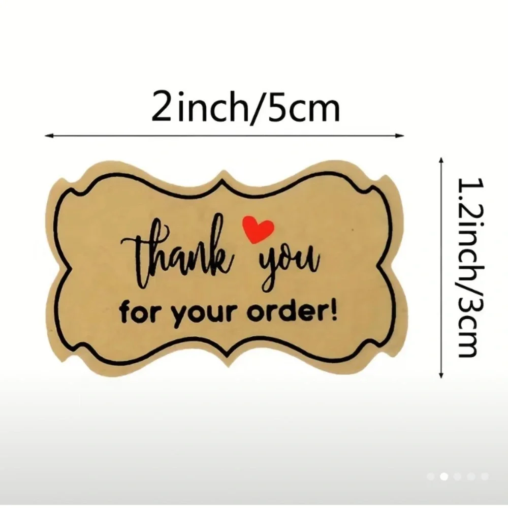250 pc roll Kraft paper thank you for your order‎ stickers